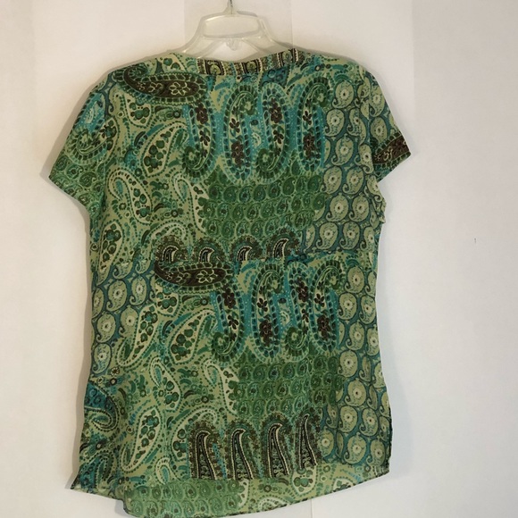Green & teal paisley top with beaded detail - Picture 2 of 4